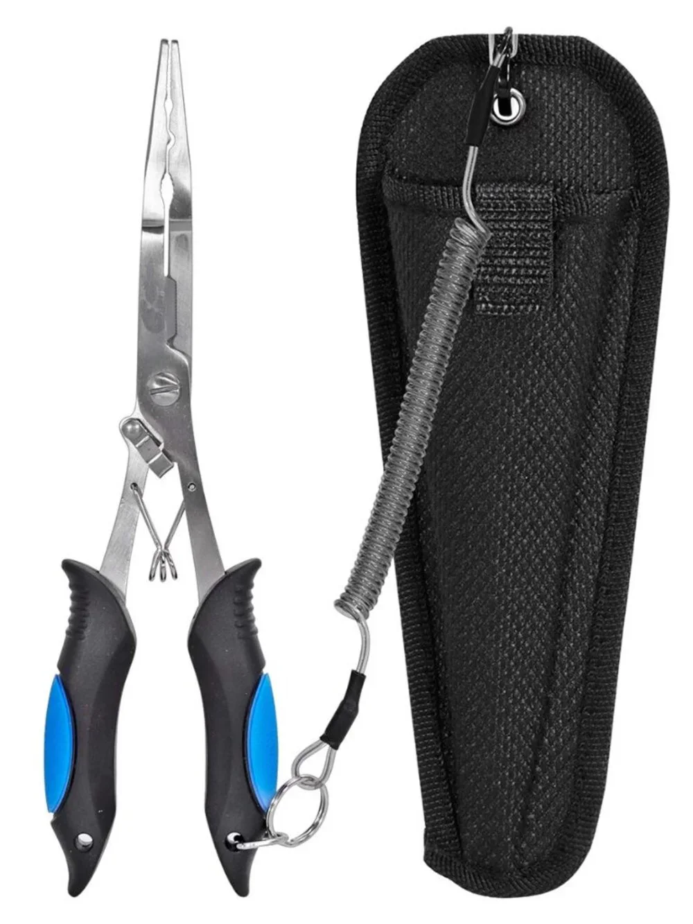 Fishing Pliers Stainless Steel Long Nose Hook Remover with Sheath and Lanyard fo